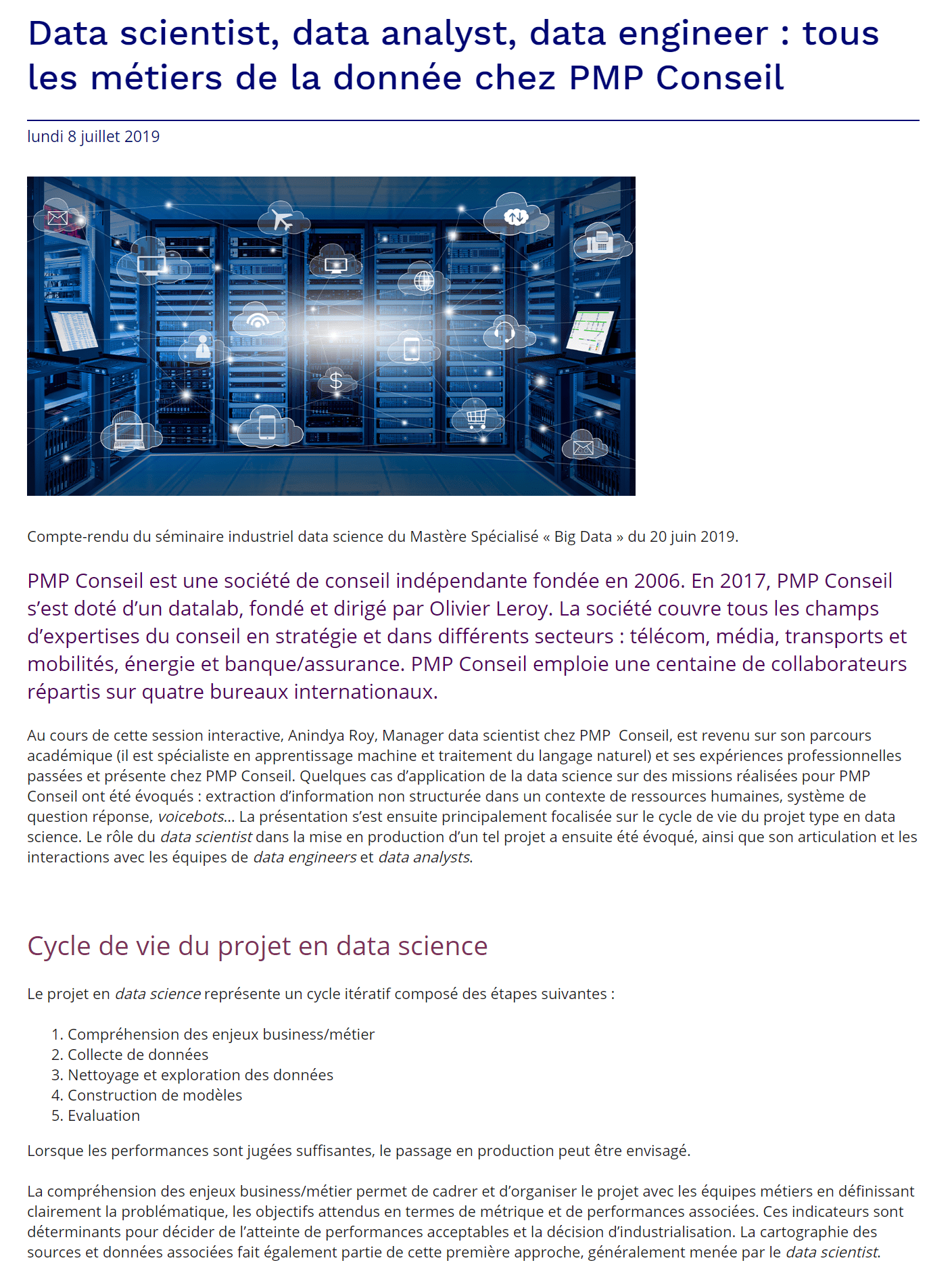 Data scientist data analyst data engineer tous les métiers de la donnée chez PMP Conseil