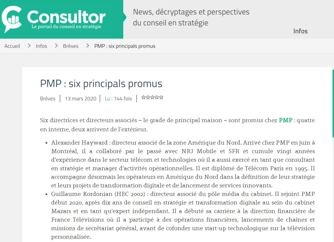 Nominations DA par Consultor