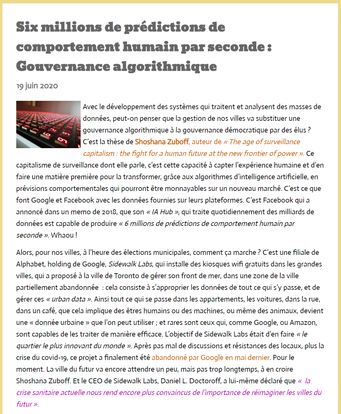 article GM Algorithme