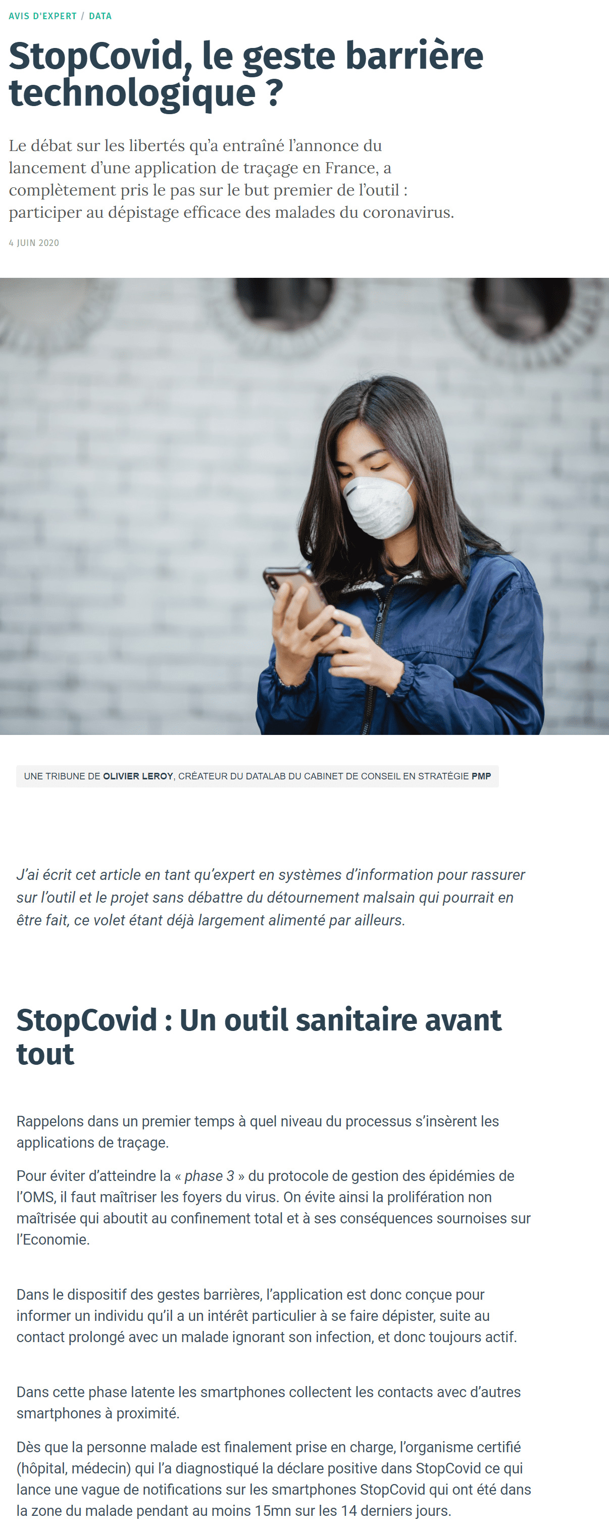 article Olivier Leroy StopCovid