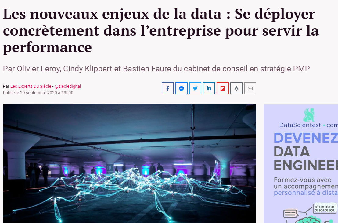 nouveaux enjeux de la data Se déployer concrètement dans l entreprise pour servir la performance 1