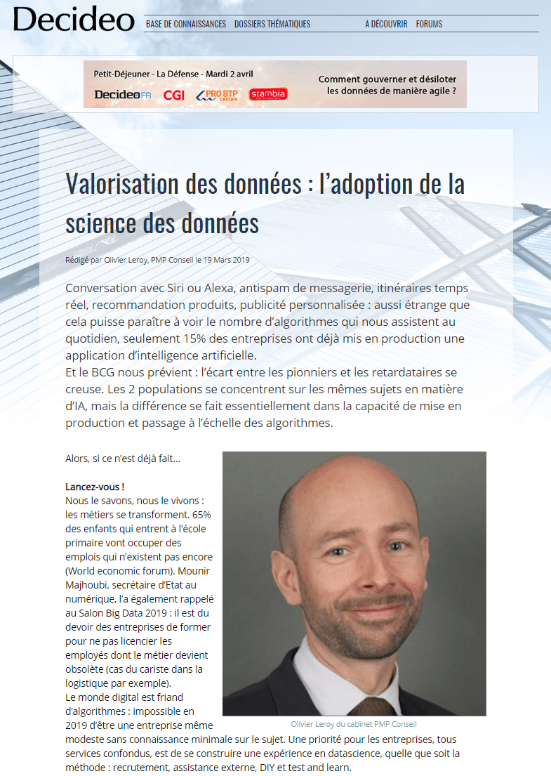 valorisation des données decideo