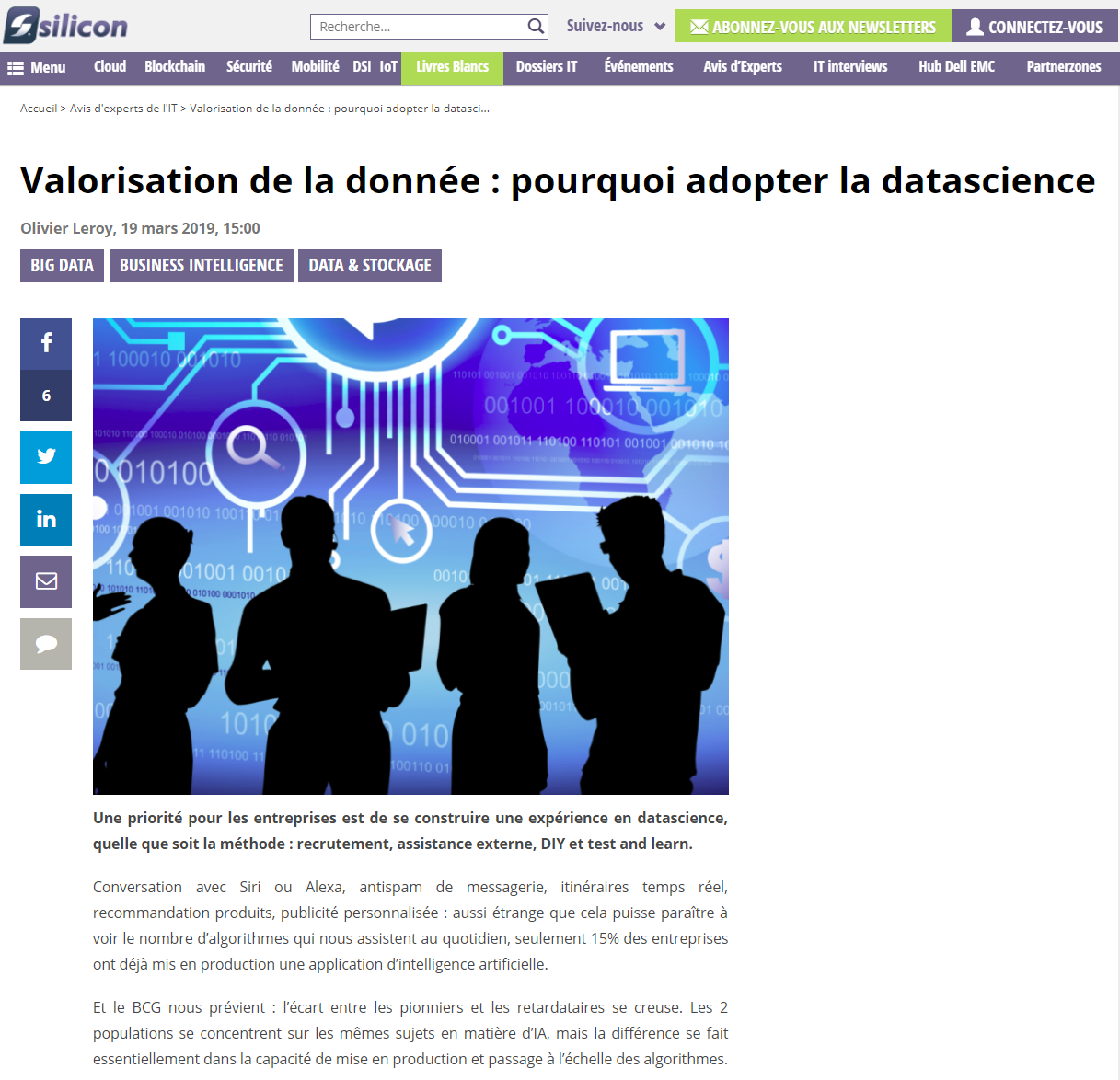 valorisation des données silicon